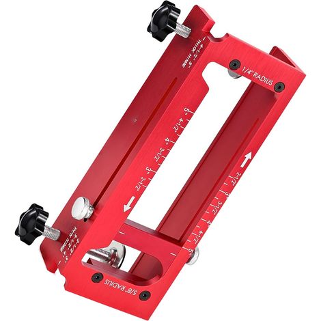 Gabarit de charnière de porte en alliage d'aluminium, kit de gabarit de défonceuse, gabarit de mortaise réglable pour charnières de 2,5 po à 5 po, profils LT 1/4 po et R 5/8 po, angles droits (1/5)