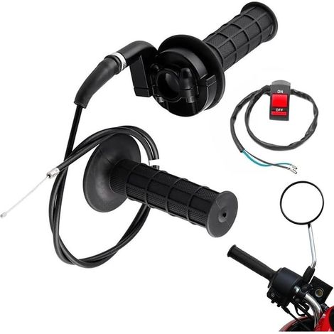 Poignée d'Accélérateur avec Câble, 7/8 "22mm Twist Speed Throttle Grip Accélérateur Poignées Rotative Rotatif Accessoires de Moto pour 50-250cc Mini Vélo ATV Quad Pit Bike Dirt Bike (1/5)