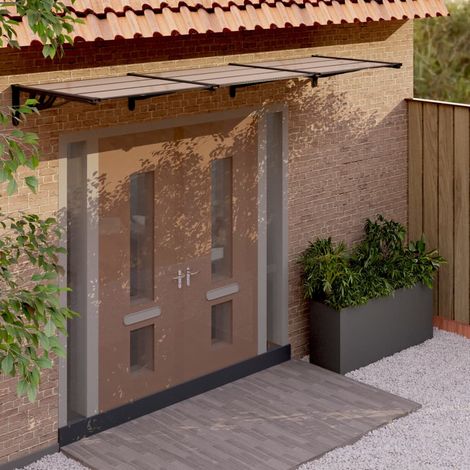 Auvent de porte, Marquise auvent de porte, Abri banne entrée protection Noir 297,5x90 cm Polycarbonate LKOWF81655 (1/5)