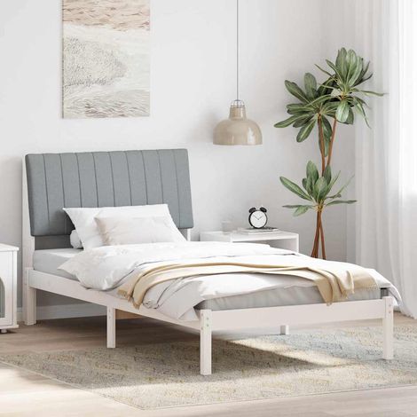 Bettrahmen mit Kopfteil Weiß 100 x 200 cm Massives Kiefernholz