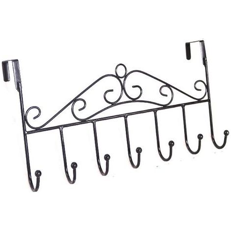 Au-Dessus des Crochets de Porte, Organiseur de Porte-Serviettes détachable à 7 Crochets sur Le Porte-Serviettes Porte-Manteau pour Serviettes Sacs à Main Manteaux(noir) (1/5)