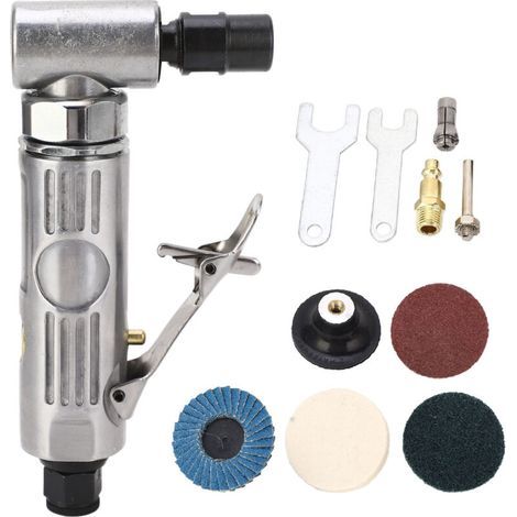 Ensemble de Meulage Pneumatique, Moteur 0,3, Mandrin 1/4 1/8, Meuleuse à Vitesse Réglable, Matrice à Air à Angle Droit de 90 ° (1/5)