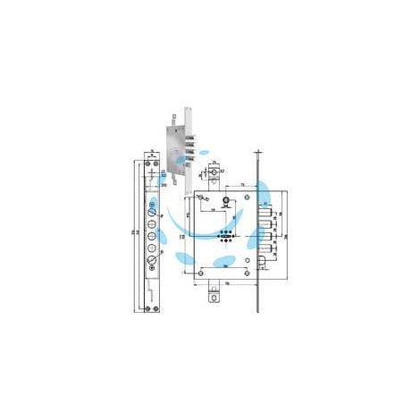 SERRATURA TRIPLICE INFILARE SCROCCO DOPPIA MAPPA BLINDATE REV. 7051 - mm.73, chiave mm.92 (7051-01)