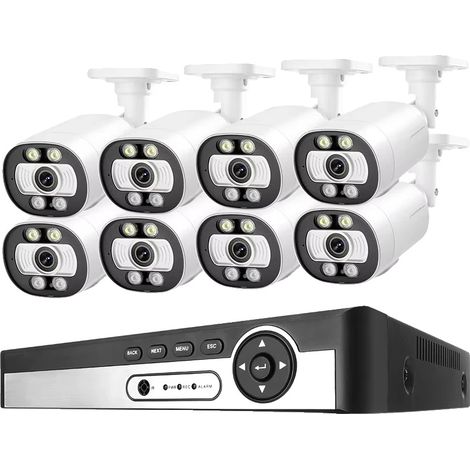 Sicherheitskamerasystem, 5MP Auflösung, KI-Menschenerkennung, 8CH NVR 8 Kameras, Kein eingebauter HDD (1/2)