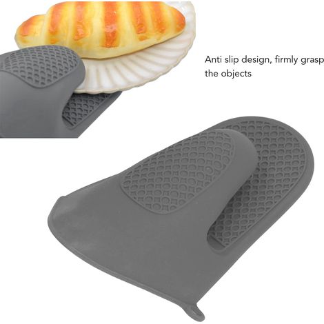 Ofenfeste Silikonhandschuhe, hitzebeständige Küchenhandschuhe mit rutschfestem Design, zum Kochen in der Mikrowelle, Backen und Grillen (grau).