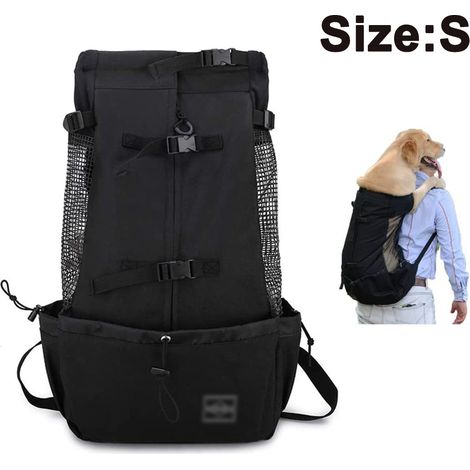 Sac à dos de transport pour chiens de petite et moyenne taille, porté face à l'avant, réglable et entièrement ventilé.
