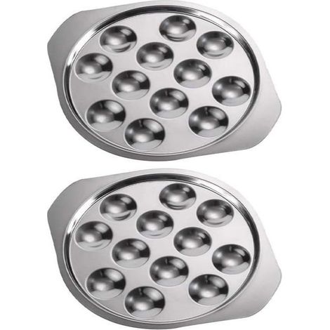 Assiettes à escargots en acier inoxydable, plats à 12 trous de compartiment, plats de cuisson d'escargots pour escargot PZCC (1/5)