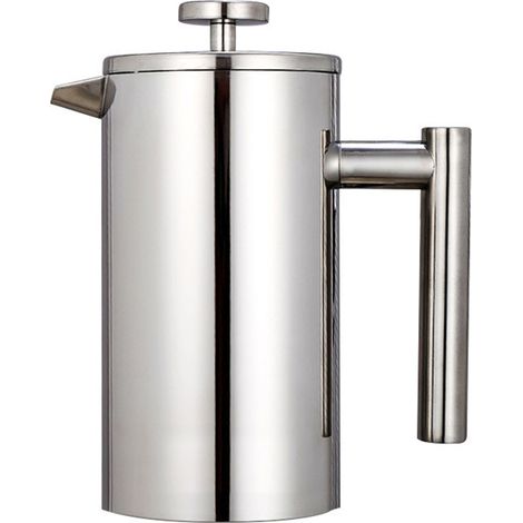 Cafetière à piston 6 tasses, 800 ml, en acier inoxydable à double paroi, pour la maison et le bureau (1/5)