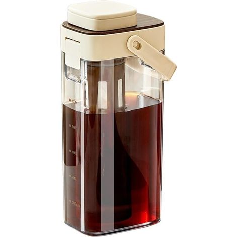 Caffettiera a freddo da 1000 ml con filtro a maglia fine rimovibile, adatta per tè freddo, tisane alla frutta e caffè freddo fatto in casa (colore caffè). (1/5)