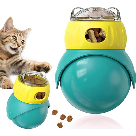 Giocattolo intelligente per gatti a forma di gufo - Giocattolo interattivo per la stimolazione mentale - Palla per dolcetti per gatti (verde) (1/5)