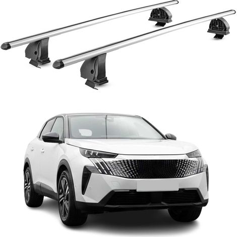 OMAC Barres de toit transversales en aluminium pour Peugeot 3008 III 2024-2026 – TÜV / DIN 75302:2019 – Antivol inclus – Charge max 75 kg – 2 barres – Gris
