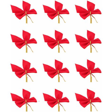 Sapin De Noël Bow Décoration Boules fête de Noël Jardin Noeuds Ornement - Rouge (1/5)