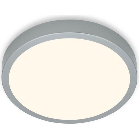 Briloner Leuchten Deckenlampe LED, Deckenleuchte, warmweißes Licht, Aufbaulampe, Aufbauleuchte, Silberfarbig, Ø380x50 mm