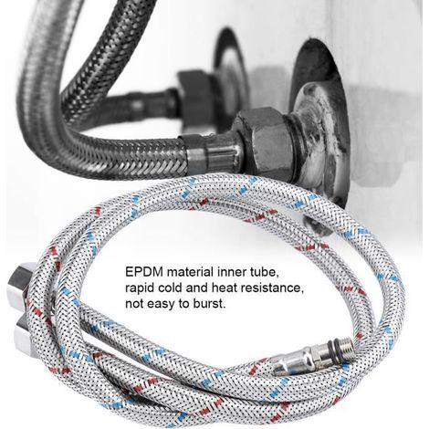 2 pcs 60 cm Flexible Ligne d\'alimentation en eau Tuyaux chaud froid Connecteur de robinet en acier inoxydable(EU G3 - 8) (1/4)