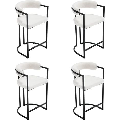 Juego de 4 Taburetes de Bar de Cuero Sintético Sillas de Mostrador de Diseño Moderno y Sencillo con patas de Metal para el Hogar Comedor Sala de estar, Blanco, Wahson (1/5)