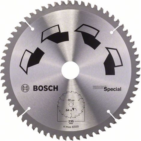 Bosch 1x Lame de Scie Circulaire Special (pour Bois, Metaux non ferreux, Plastique, O 235 x 2.5/1.8 x 30/25 mm, 64 Dents, FT, avec 1x Bague de Reduction 25 mm, Accessoire Scie Circulaire) (1/2)
