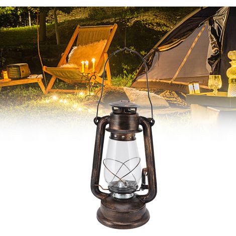 [Lámpara de queroseno vintage] [Lámpara de pie clásica con cristal] Cristal y hierro  572 g  31 x 17 x 14 cm  Decoración vintage, atrezo para fotos, camping  1 lámpara + mecha (1/5)