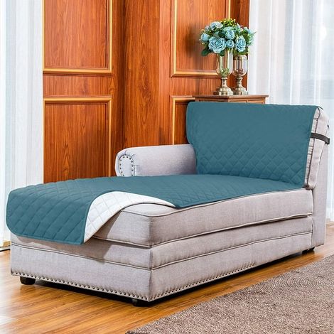 Chaise Sofa Cover Reversible Slipcover with Elastic Straps (1/4)