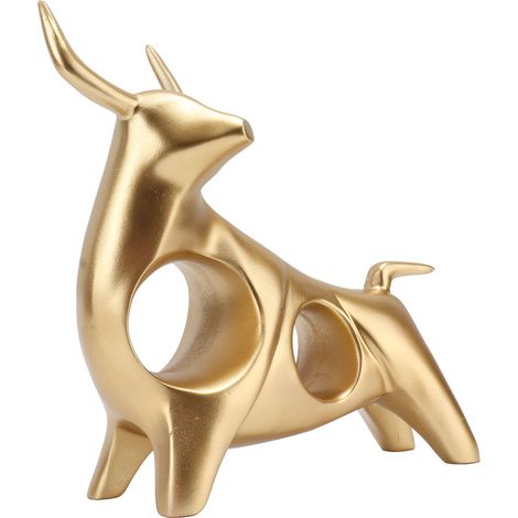 Sculpture de taureau doré en résine creuse, statuette porte-bonheur Feng Shui, figurine artisanale pour la décoration de bureau ou de maison