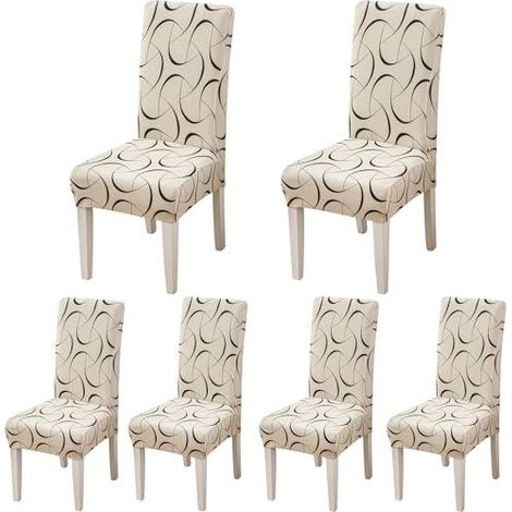 Housse de Chaise, Housse de Chaise Salle à Manger 4/6 Pièces Housse Chaise Extensible pour Mariage Moderne, Hôtel, Décor de Restaurant (1/5)