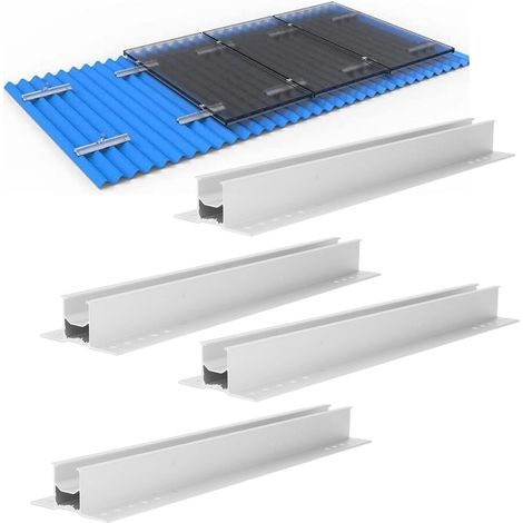 4 jeux de supports de montage pour panneaux solaires photovoltaïques, toiture en tôle, mini-rails de guidage et rails de guidage courts en alliage d'aluminium (1/5)