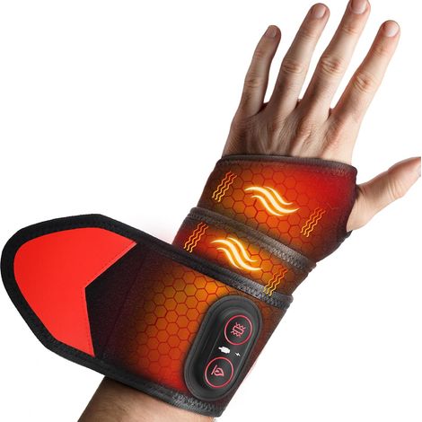 Wrap de coussin de chauffage de poignet, bracelet de poignet chauffé rechargeable pour soulager la douleur de la main Coussin de chauffage de lumière rouge pour les femmes et les hommes poignet (1/5)
