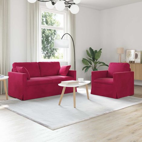 Sofa Set 2 pcs Weinrot 158 x 78 x 80 cm Samt