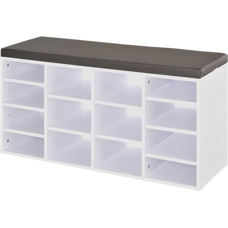 Multi-Storage Shoe Rack w/ 14 Compartments Cushion Moving Shelves Solid Frame Foot Pads Home Office Tidy Organisation Boots Trainers White (1/4)