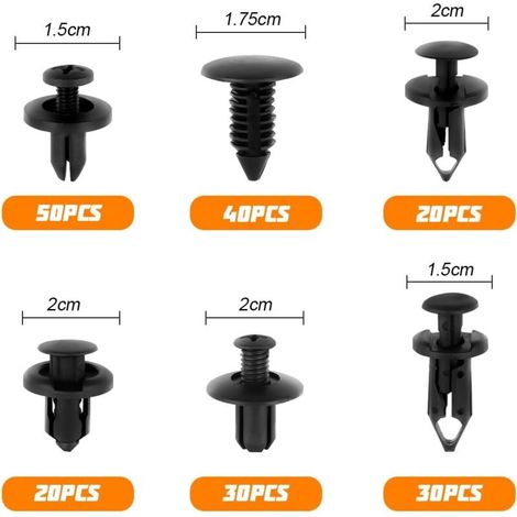 190 Pcs Kit De Clips de Fixation pour Voiture, Ensemble Complet de Clips de Fixation, Clips de Protection de Carrosserie pour Panneau Porte Et Pare-Chocs, Convient à La Plupart Des Véhicules