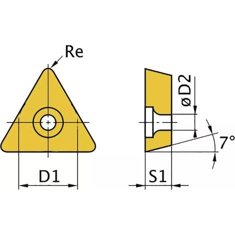 Plaquette triangulaire pour burins tête d'alésage (par pièce) Vertex TBGT060102L