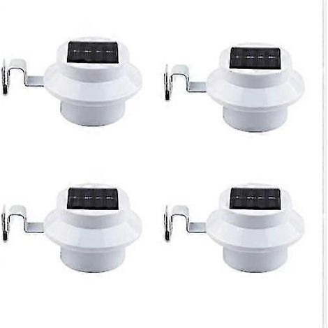 Lot de 4 lampes solaires LED pour gouttières extérieures - Éclairage de sécurité solaire intelligent blanc Sun Power pour gouttières. (1/5)