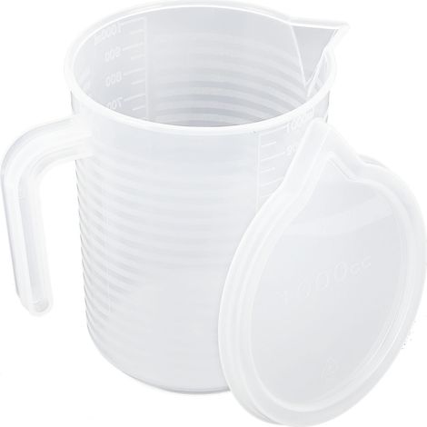 500 ml/1000 ml Messbecher aus transparentem Kunststoff mit Deckel, Küchenzubehör zum Kochen und Backen, 1000 ml (1/5)