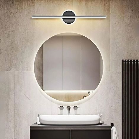 Luminaire Mural Moderne 60cm - Lampe Miroir LED 10W Lumière chaude - Vanité Salle de Bain - Éclairage Miroir Coiffeuse Lumineux-Noir (1/4)