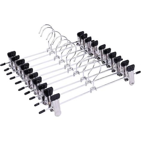 Lot de 10 cintres antidérapants en acier inoxydable avec pinces pour sécher les vêtements (noir)-28.00X7.50X2.00CM (1/3)