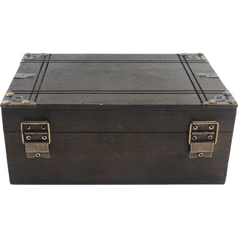 Vintage Aufbewahrungsbox, zarte und elegante Holzbox für Schmuck, Geschenke und Kunsthandwerk, graubraun, mit Zahlenschloss (1/5)