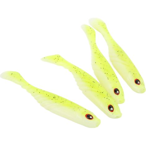 leurres souples AR48 75 mm/3,2 g en PVC à queue en T, bicolores, pour jigging et pêche à la mouche (jaune et blanc). (1/5)