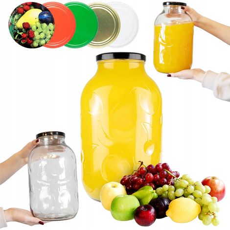 Bocal en verre 5 l pour conserves, liqueurs et bouchon