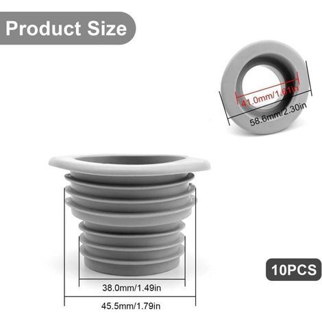 Bouchon Etancheite Machine Laver 10 Pièces, Gris Tuyau Vidange Déodorant (40 × 32 Mm), Fil Tuyau Bouchon D'Étanchéité, An (1/5)