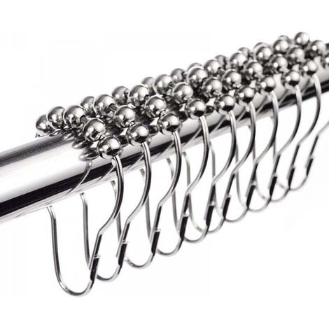 Crochets Anneaux de Rideau de Douche en Acier Inoxydable Chromé -12pcs (1/3)