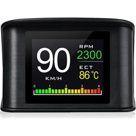 P10 Universal OBD2 Head-Up Display (HUD) – Digital Speed Monitor with 5.5-inch Screen, Multifunction: Engine Speed, Coolant Temperature, Battery Voltage, Fuel Consumption, Low Voltage Alarm (1/4)