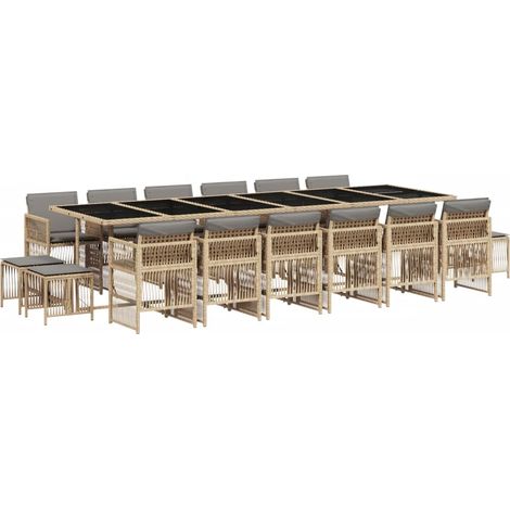 vidaXL Set Pranzo da Giardino 17 pz con Cuscini Beige Misto Polyrattan (1/5)