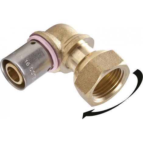 QUICK PLOMBERIE Raccord coudé avec écrou libre à sertir laiton F 15 x 21 pour tube en per