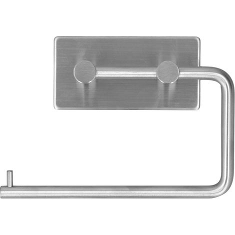 Porte-rouleau papier toilettes adhésif en acier inoxydable 304 - support mural sans perçage pour salle de bain et cuisine (argent brossé, 14.3x10cm) (1/5)
