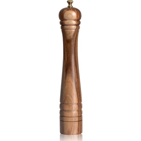 Moulin à poivre, en Acier Inoxydable durable et réglable, Bois d'acacia, Hauteur de 30 cm (1/5)
