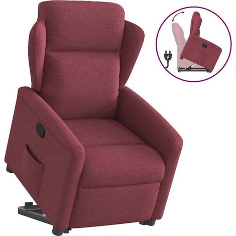 fauteuil lounge en tissu rouge bordeaux (1/5)