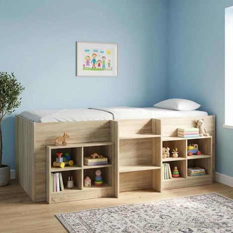 Marco de Cama Alta para Niños 2 pcs Madera de ingeniería