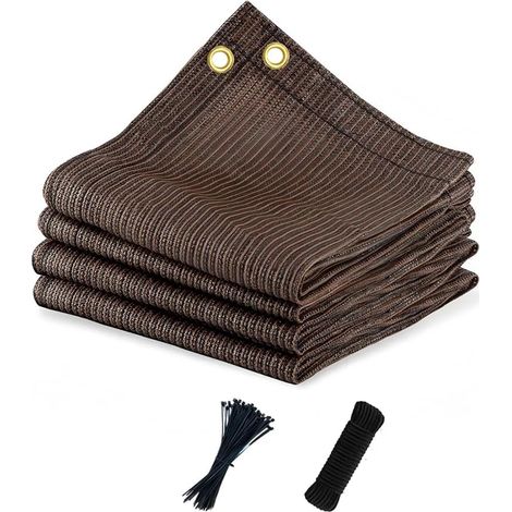 90% Filet d'Ombrage pour Patio, 2,4x6 m Toile d'Ombrage Respirante avec Œillets, 185g/m², Idéal pour la Protection Solaire et Résistant UV pour Jardin, Pergola, Terrasse, Porche, Marron (1/5)