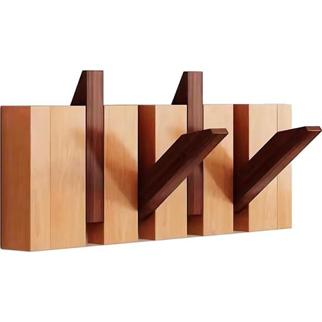 Porte-Manteau Mural en Bois avec 4 Crochets en Forme de Touches de Piano - Bois Massif Naturel - Pour Armoires, Cuisines, Chambres, Salles de Bain et Entrées - Hêtre de Qualité Supérieure (1/5)