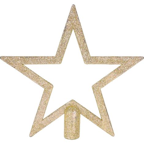 Weihnachtsbaum Stern Spitze 18 cm gold - offen - Christbaum Spitze mit Glitzer Effekt