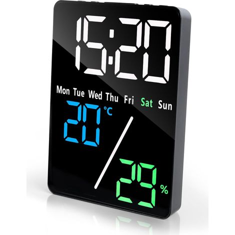 Lntyq 5,7" LED-Digitalwecker, Wecker mit 1 USB-Ladeanschluss, Temperaturanzeige, Datumsanzeige, einstellbarer Helligkeit, Schlummerfunktion, 2 Weckzeiten, Tischwecker für Schlafzimmer, Büro, Zuhause (1/5)